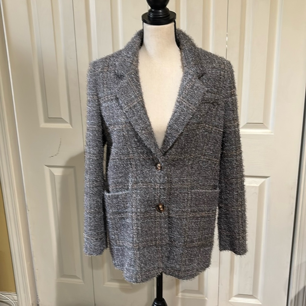 EUC Anthropologie See You Soon plaid blazer/coat